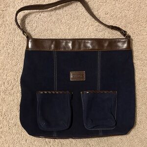 Tignanello Brown and Blue Suede Purse